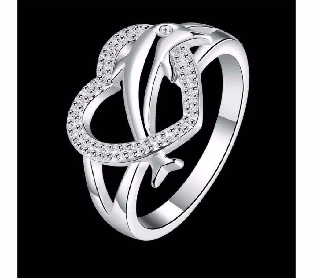Silver dolphin shaped finger ring