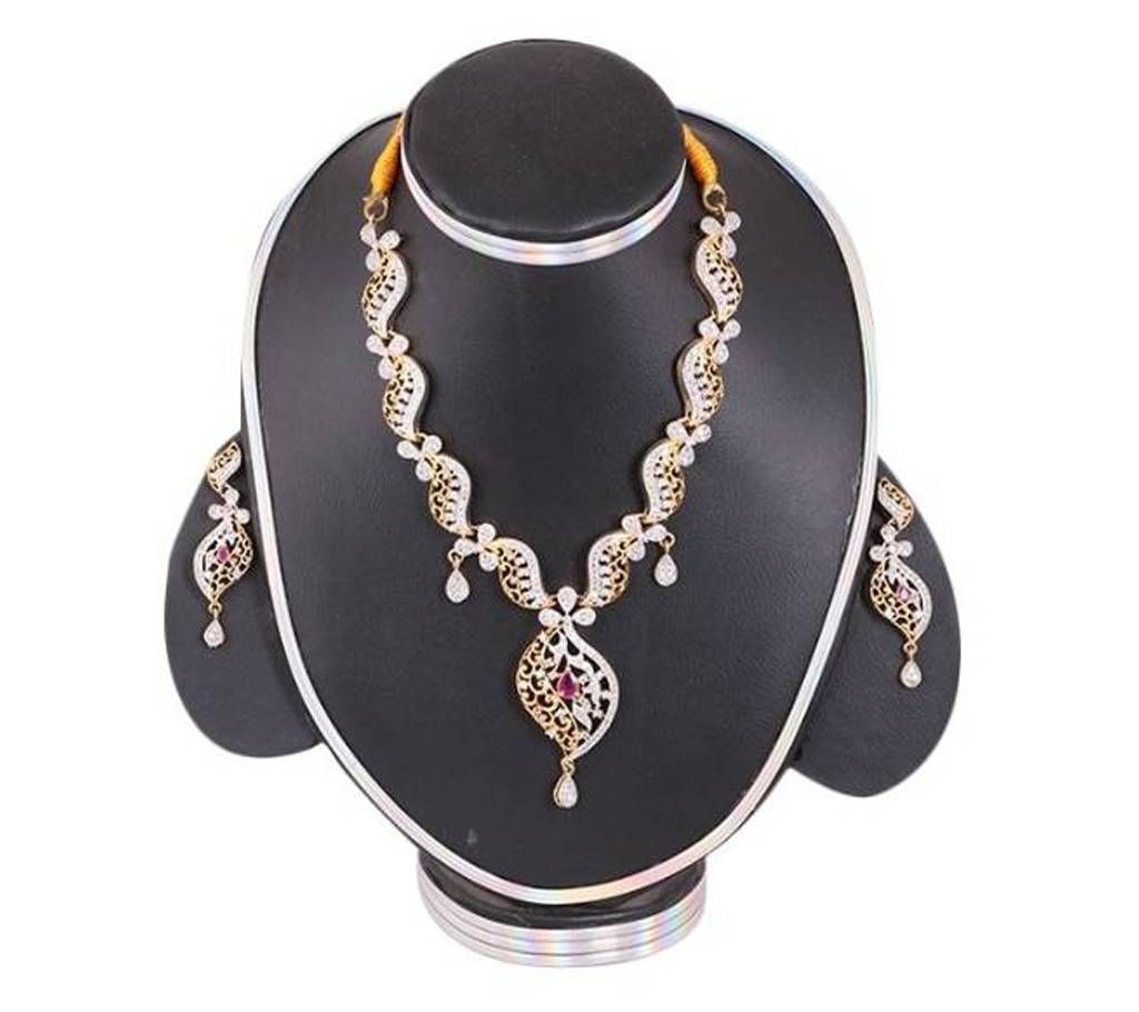 Golden and Silver Diamond Cut Necklace Set