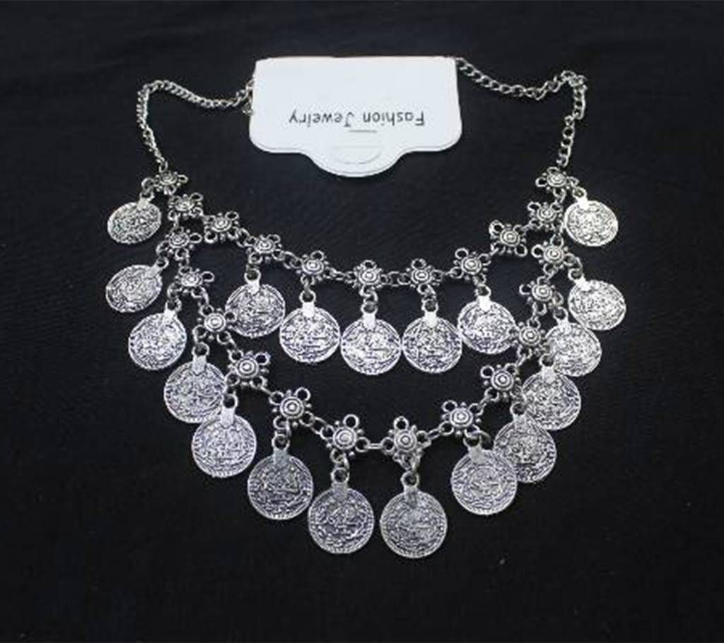 silver coin setting necklace 