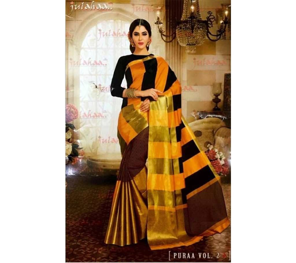 INDIAN JULAHAA PARTY WEAR MALDA KATAN SAREE