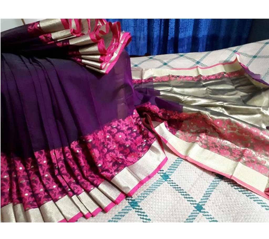Violet half silk sharee
