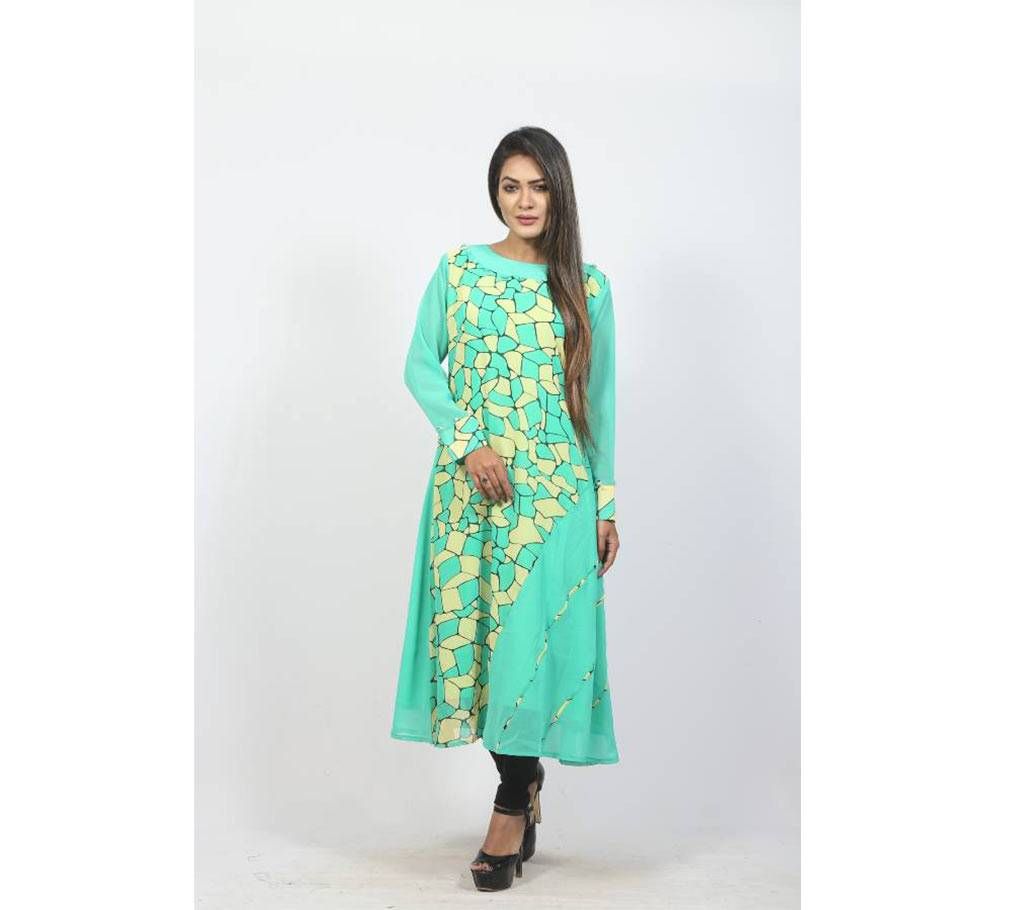 Cyan Georgette Kurti For Women