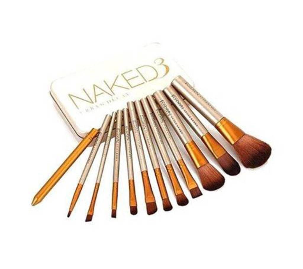 Naked 3 Makeup Brushes - 12 Pcs - Gold 
