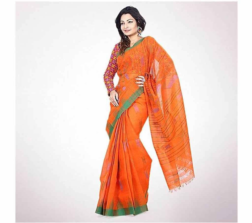 Indian Monipuri Tant Saree (Orange)
