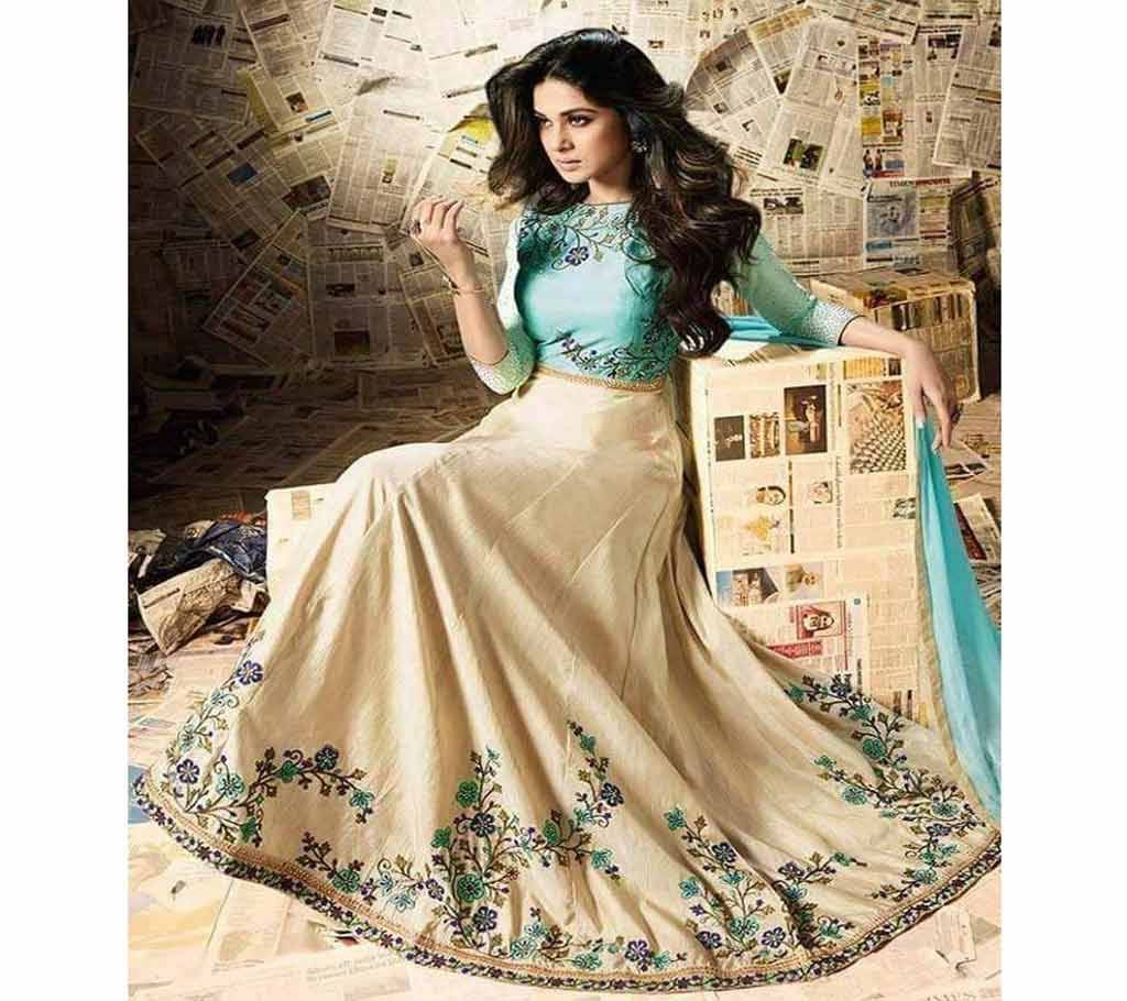 Semi stitched Georgette  long three pcs (replica)