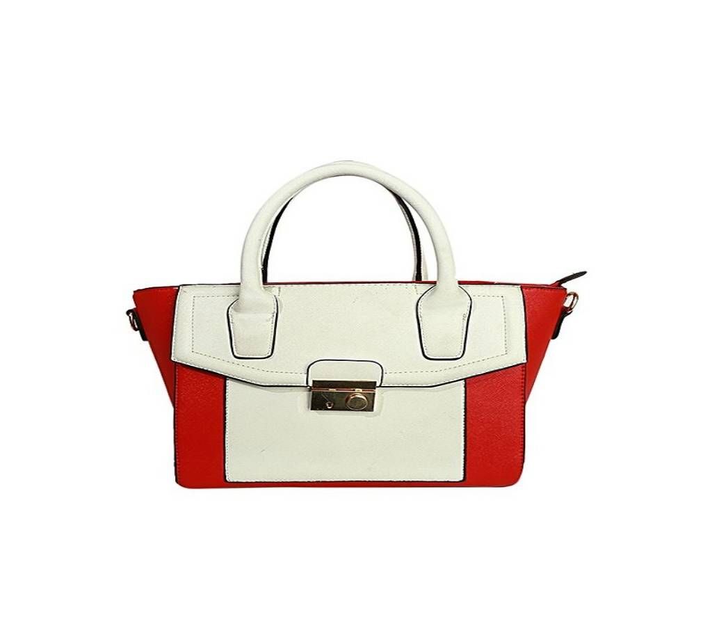RED AND WHITE SYNTHETIC HAND BAG FOR WOMEN