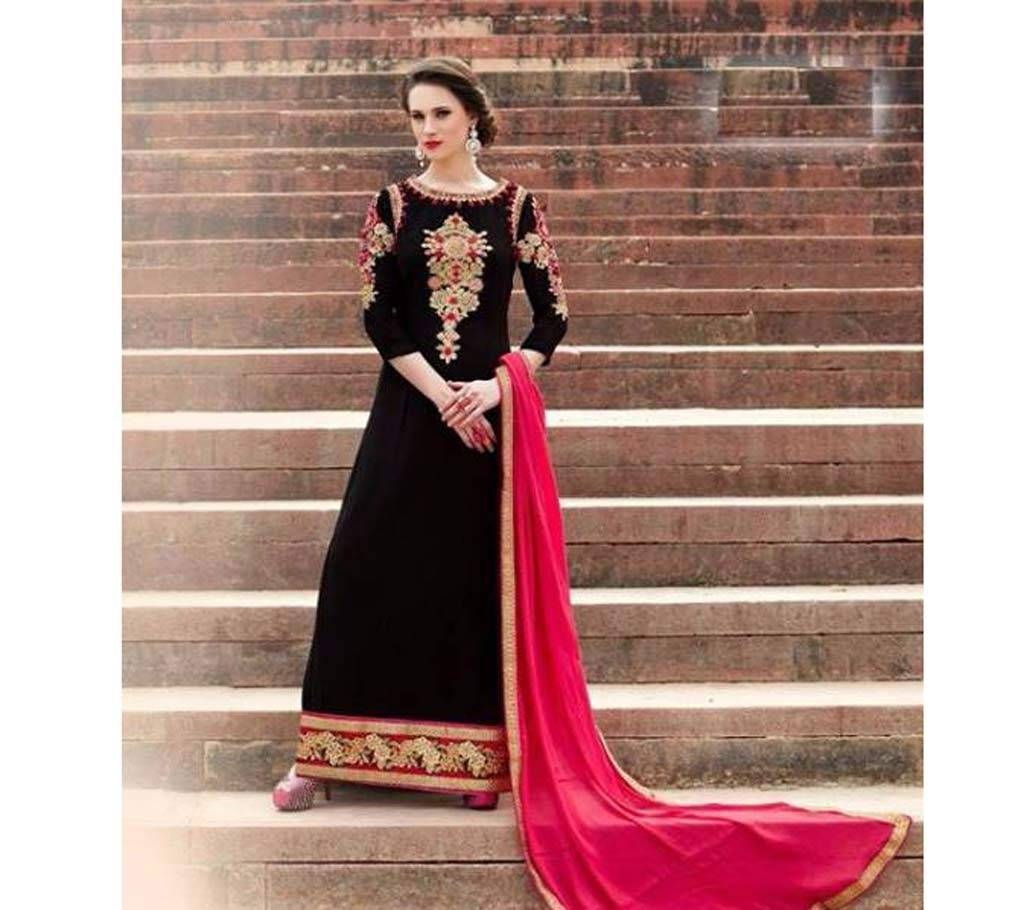 Unstitched Georgette Embroidery Three Piece (Replica)