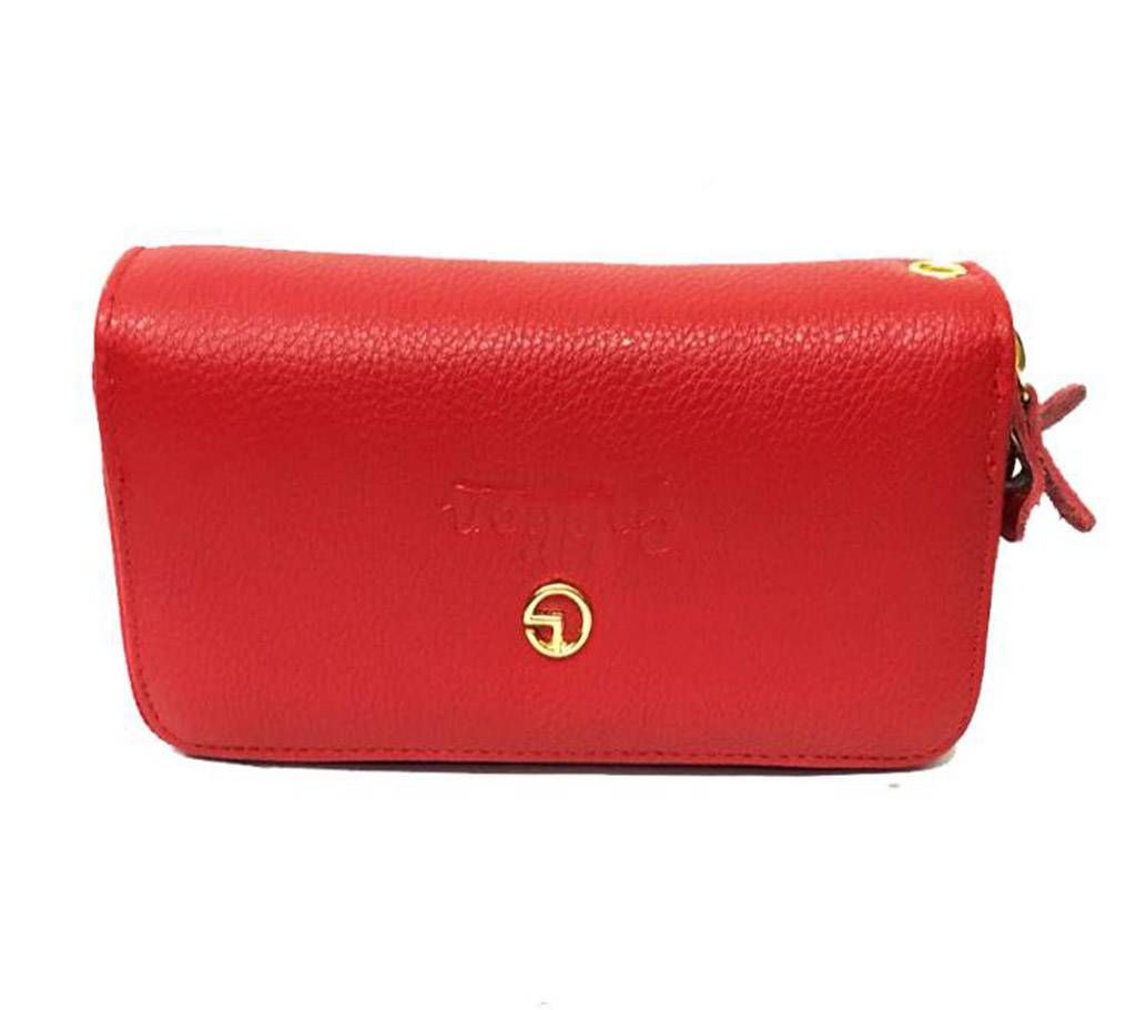 Red Artificial Leather Clutch For Women
