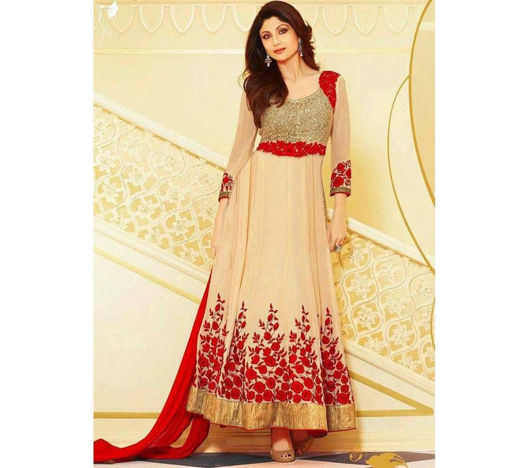 Unstitched embroidery gorgette three-piece (Replica)