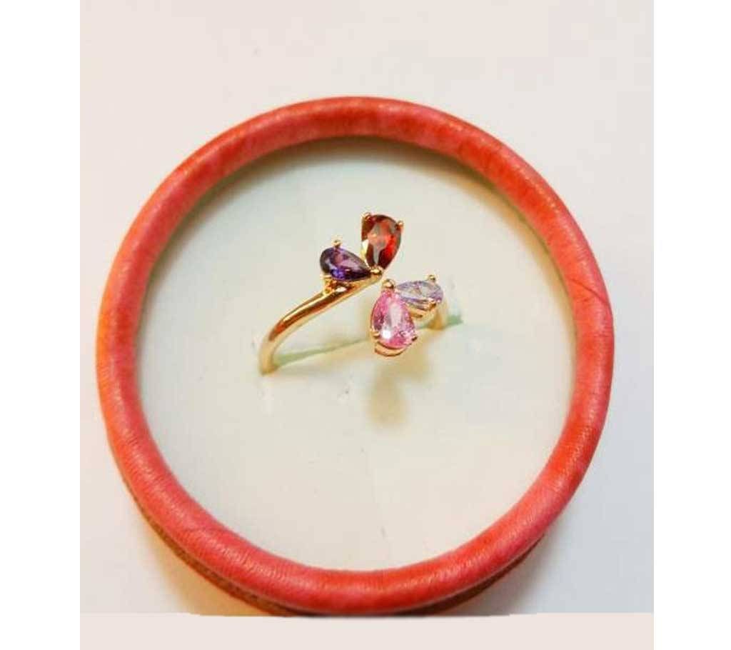 Gold plated mixed color ladies finger ring 