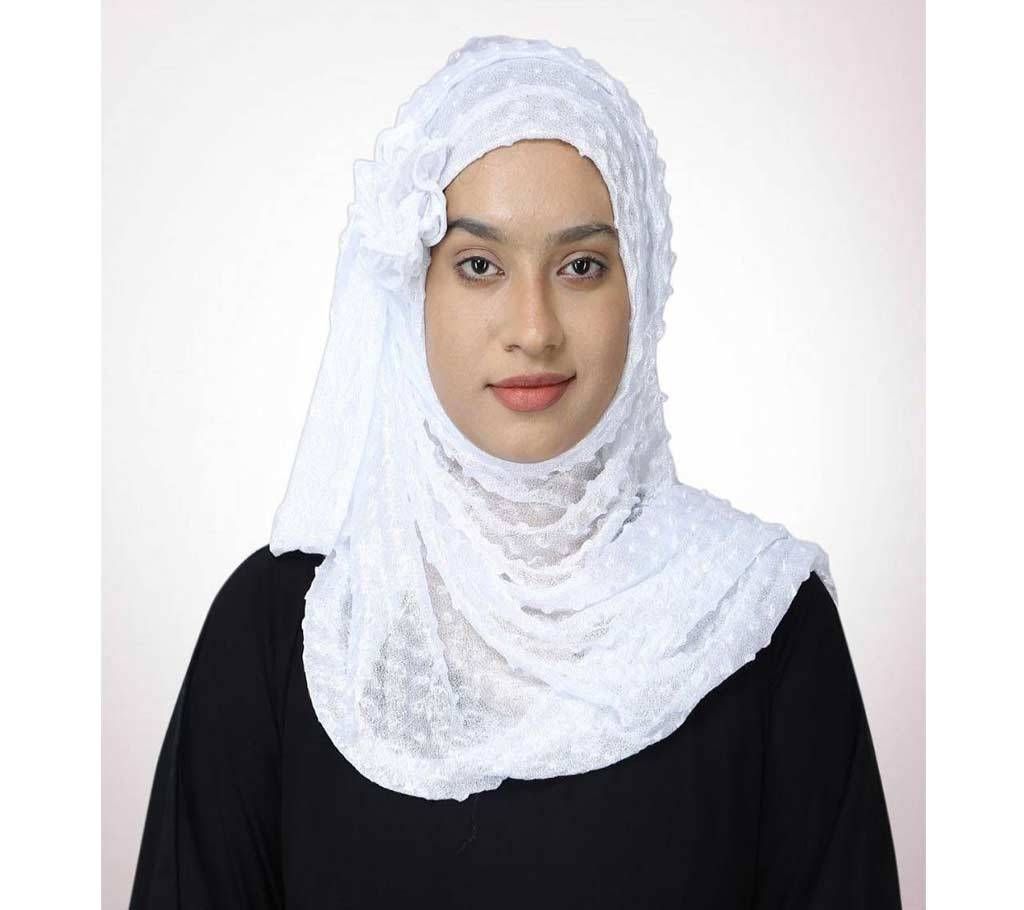 White Georgette Hijab for Women