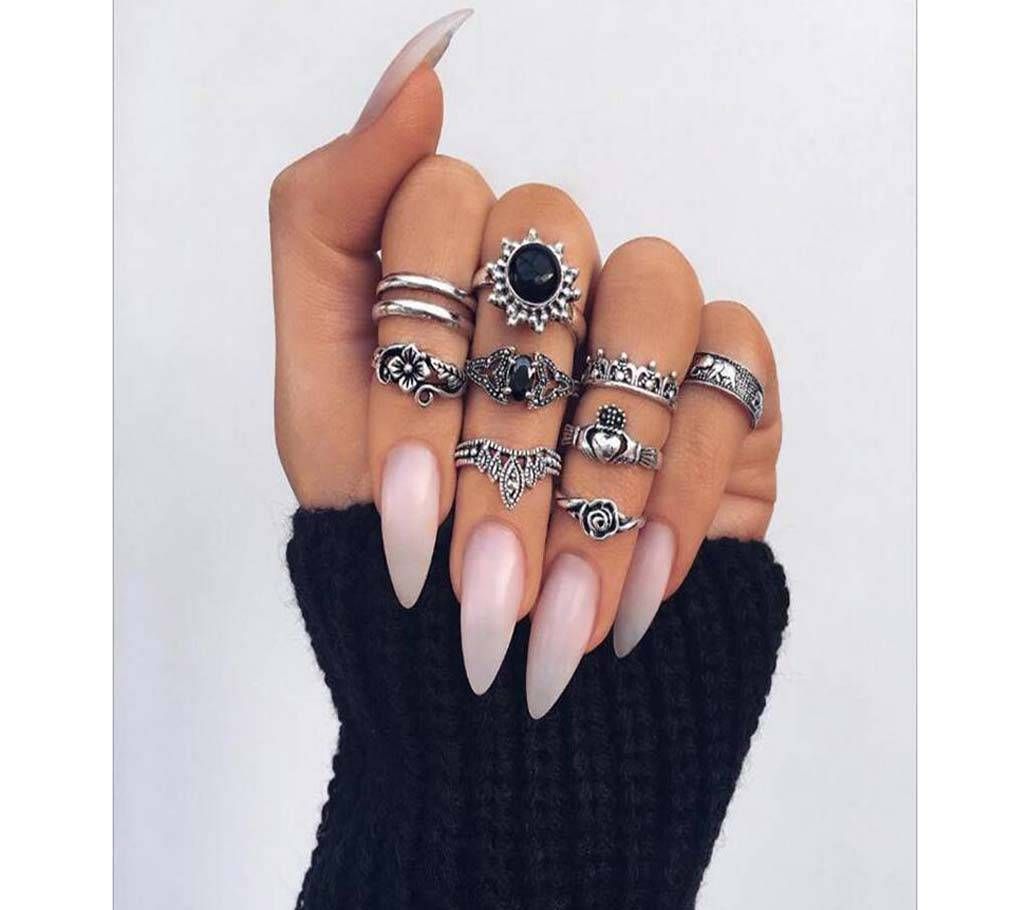 1 set of 10 pieces ladies finger rings