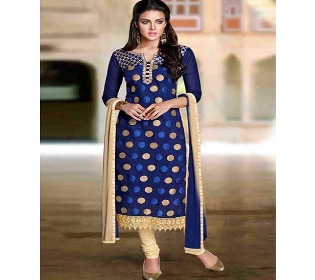 Navy Blue and Golden Unstitched Cotton Block Printed Shalwar Kameez (Copy)