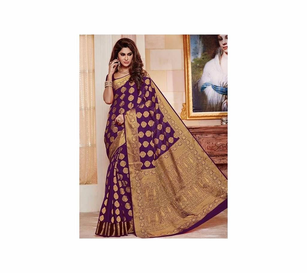 Purple and Golden Chiffon Saree for Women