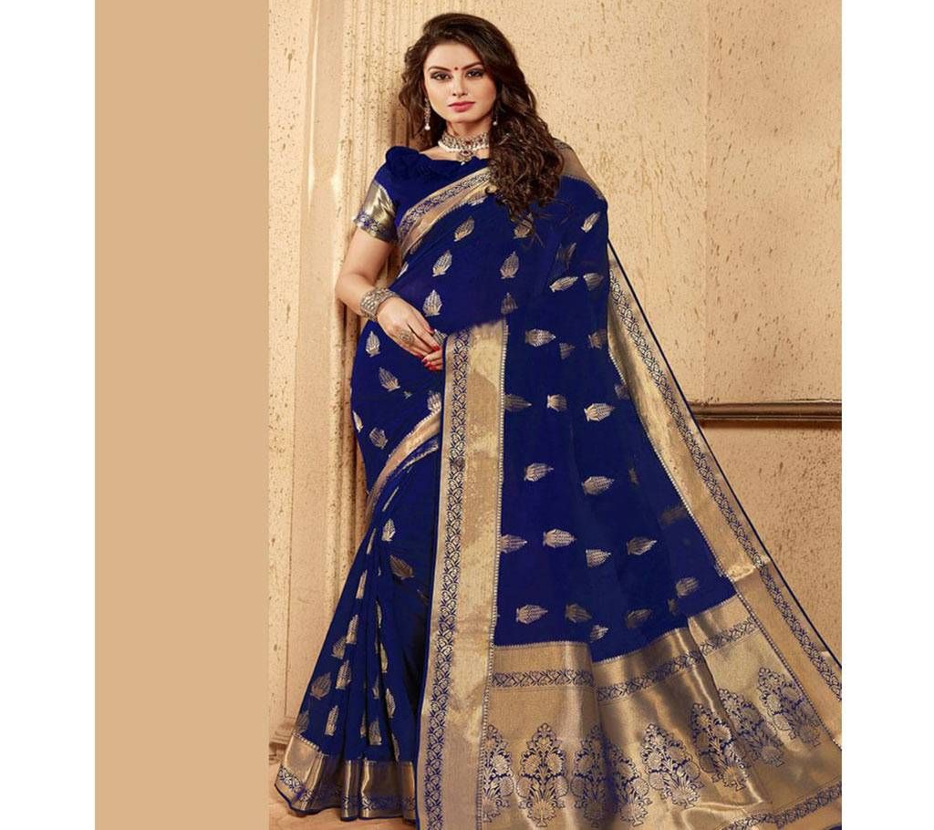 Pure blue Silk Sharee  for women