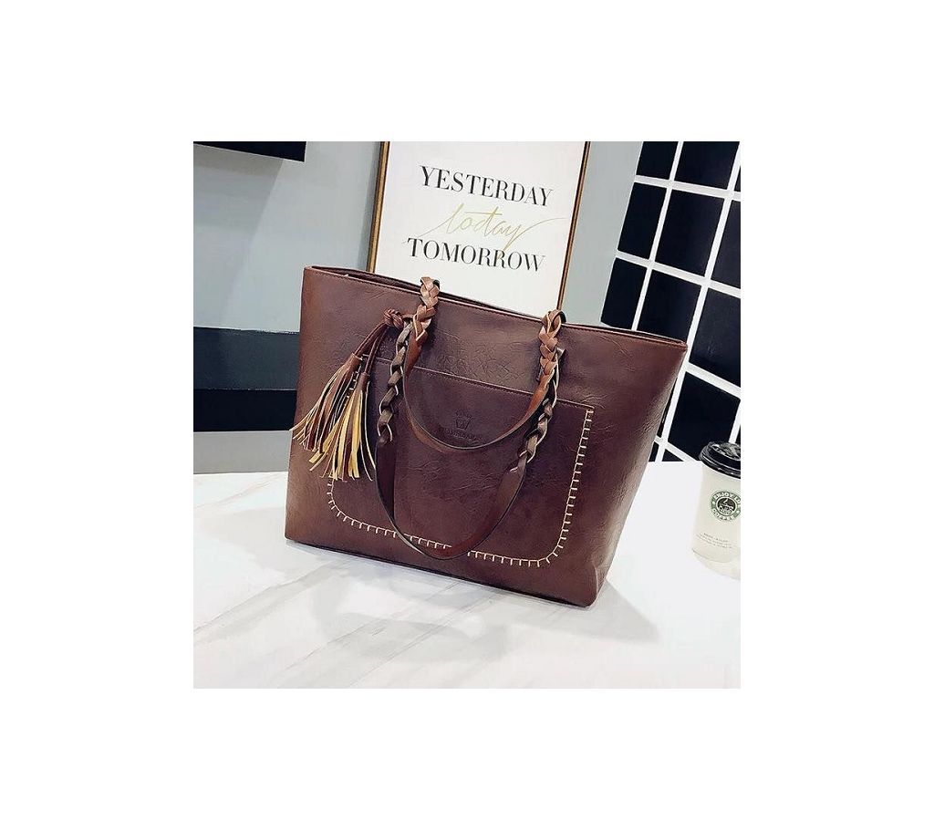 Women New Design Artifical Leather Sidebag Handbag  Chocolate  1834