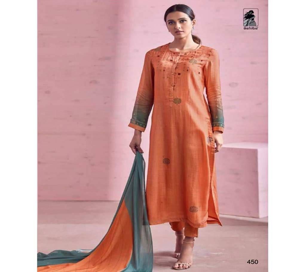 Sahiba Rose Pink - 450 Unstitched Cotton Three-piece