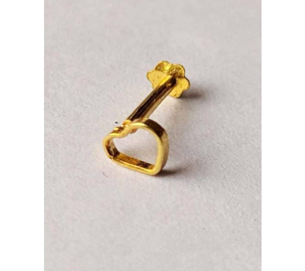 18K Love shape Nose Pin