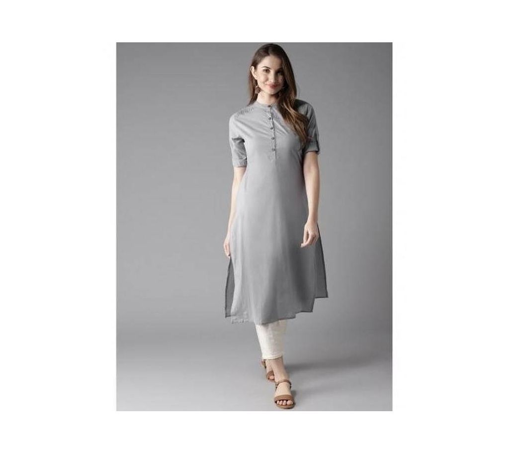 Gray Linen Kurti for Women - (Tailor Made)