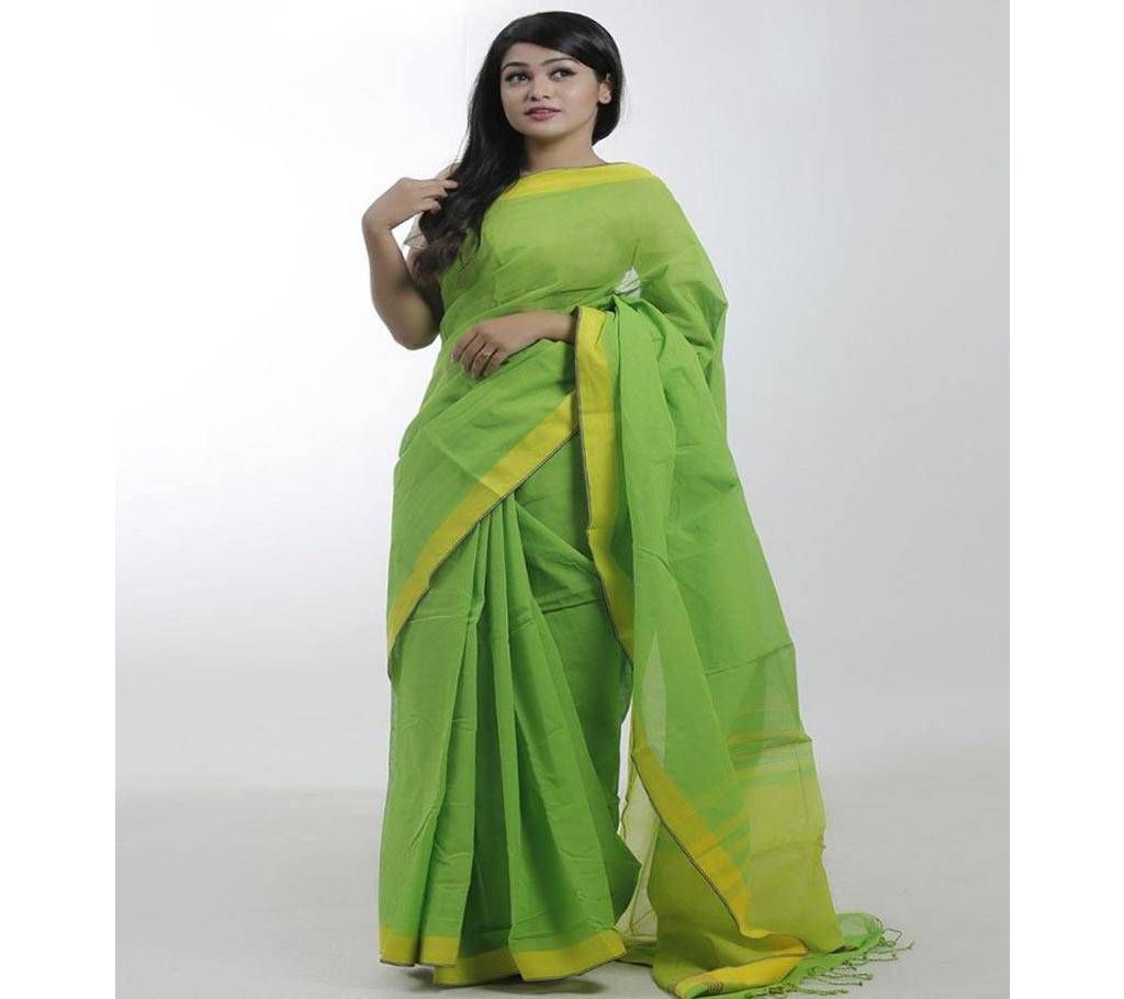 Green&Yellow Color Pure Cotton Saree