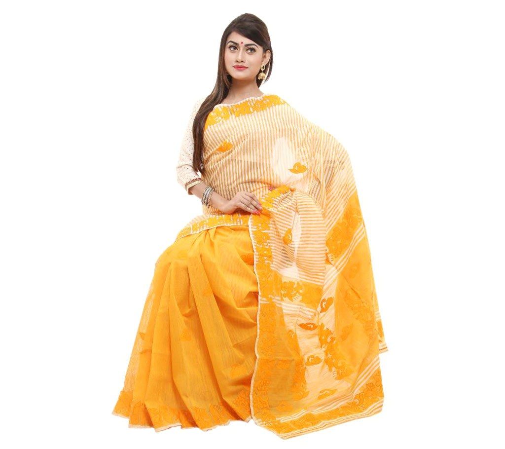 Pure andy silk with hand applique sharee