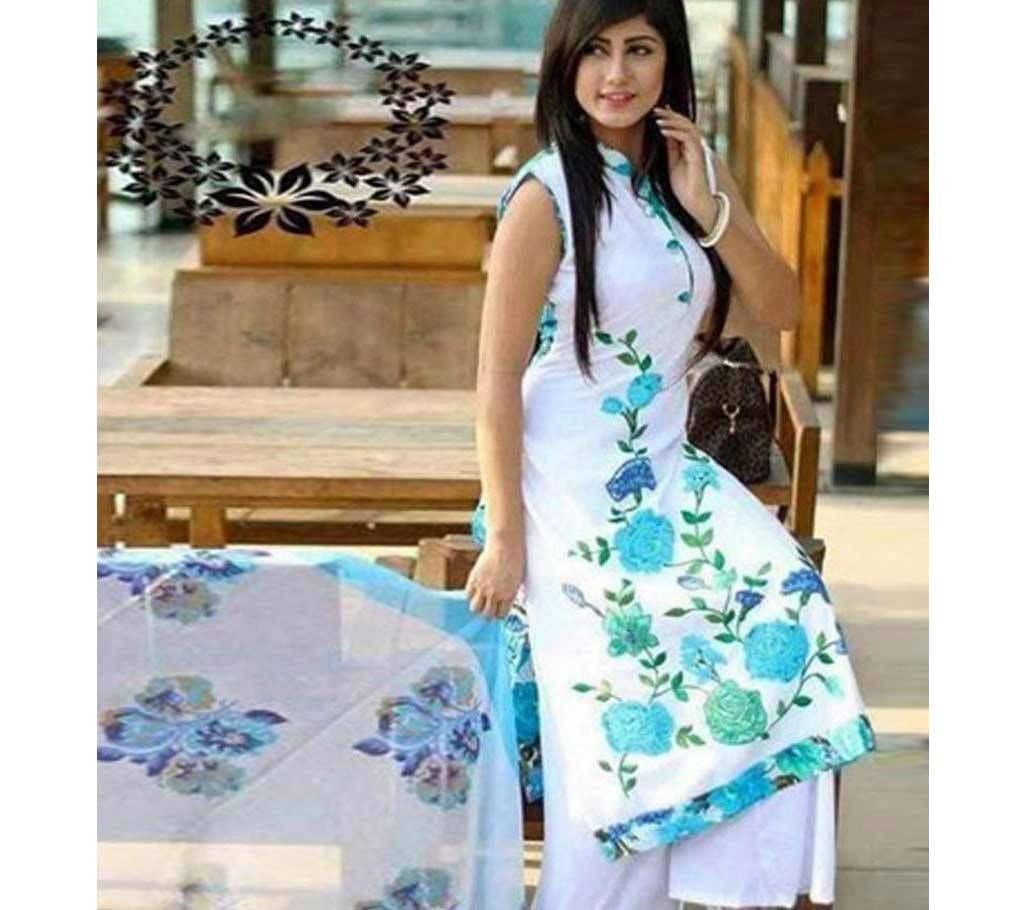 unstiched block printed cotton replica three pcs salwar kameez seblock-262