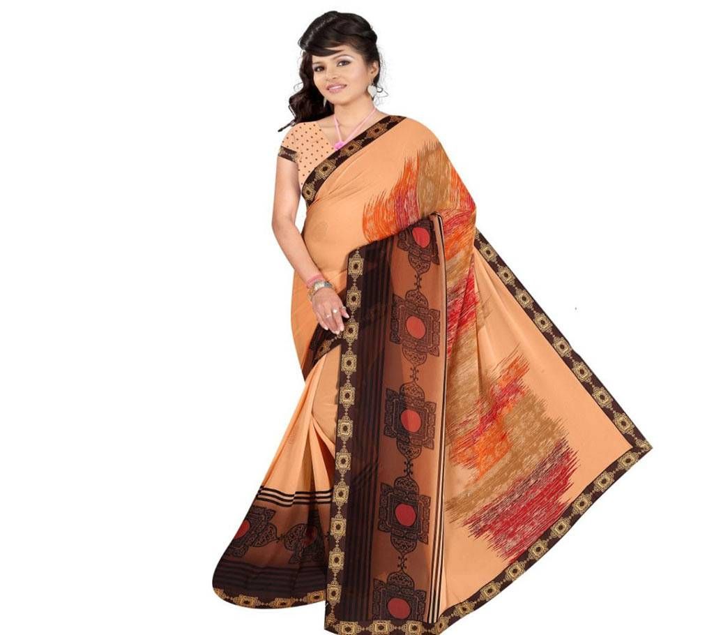 Indian Brown Silk Printed saree For women (Copy)