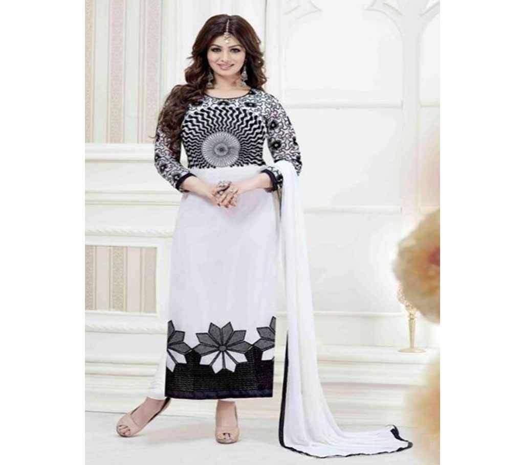 Black Block and White Printed 3 pieces Salwar Kameez for Women