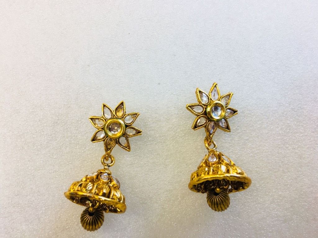 Gold Plated Stone carfted jhumka