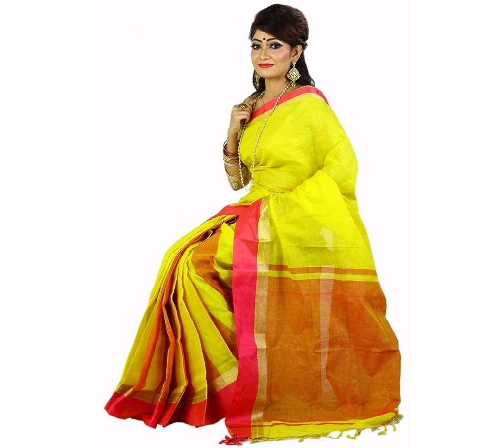 Yellow color cotton sharee