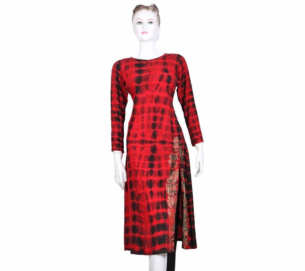 Red and black batik kurti