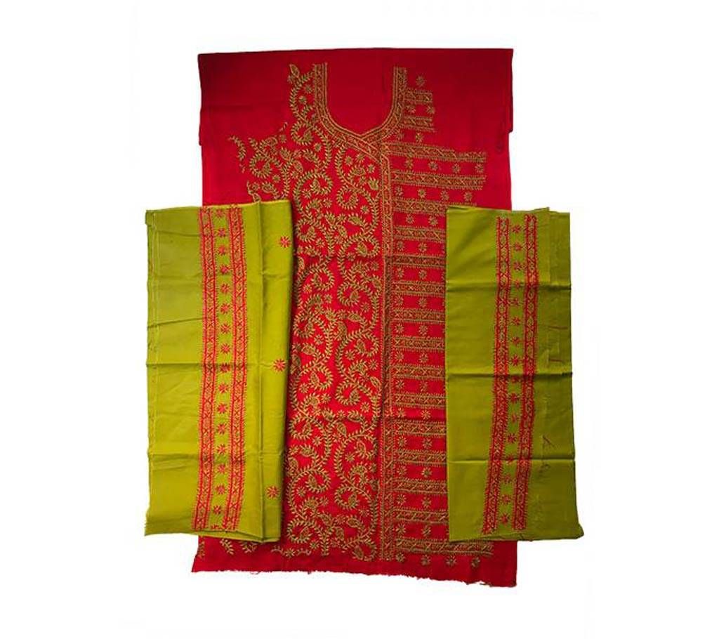 un stitched handicraft cotton three piece 
