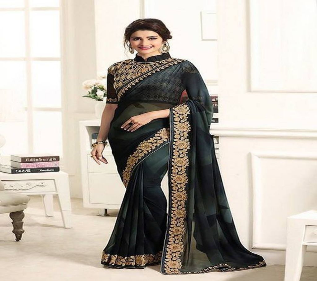 Black Georgette Saree With Blouse Piece