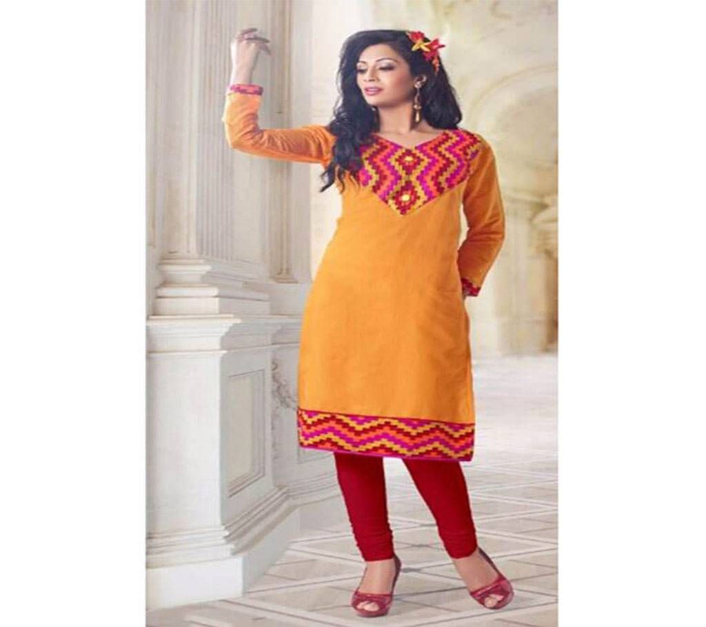 Indian short yellow cotton kurti