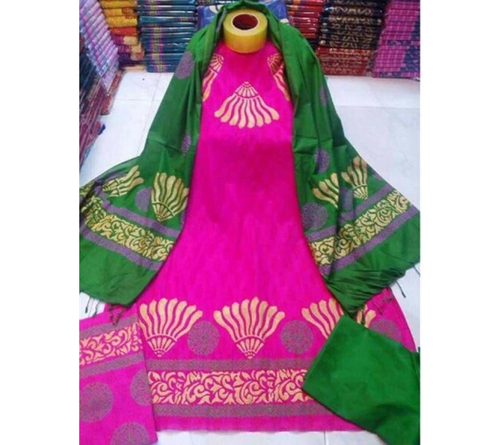Un-stitched Block Printed Cotton Three pcs