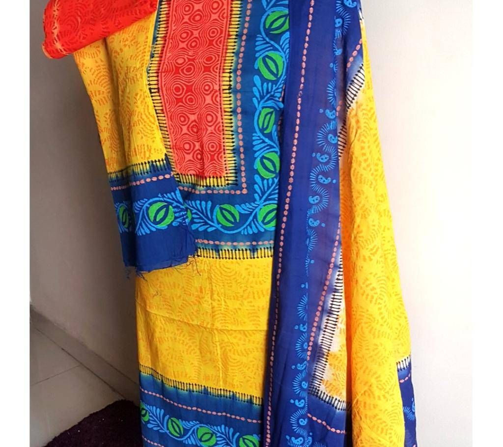 Unstitched High Quality Cotton Screen-Block 3 piece