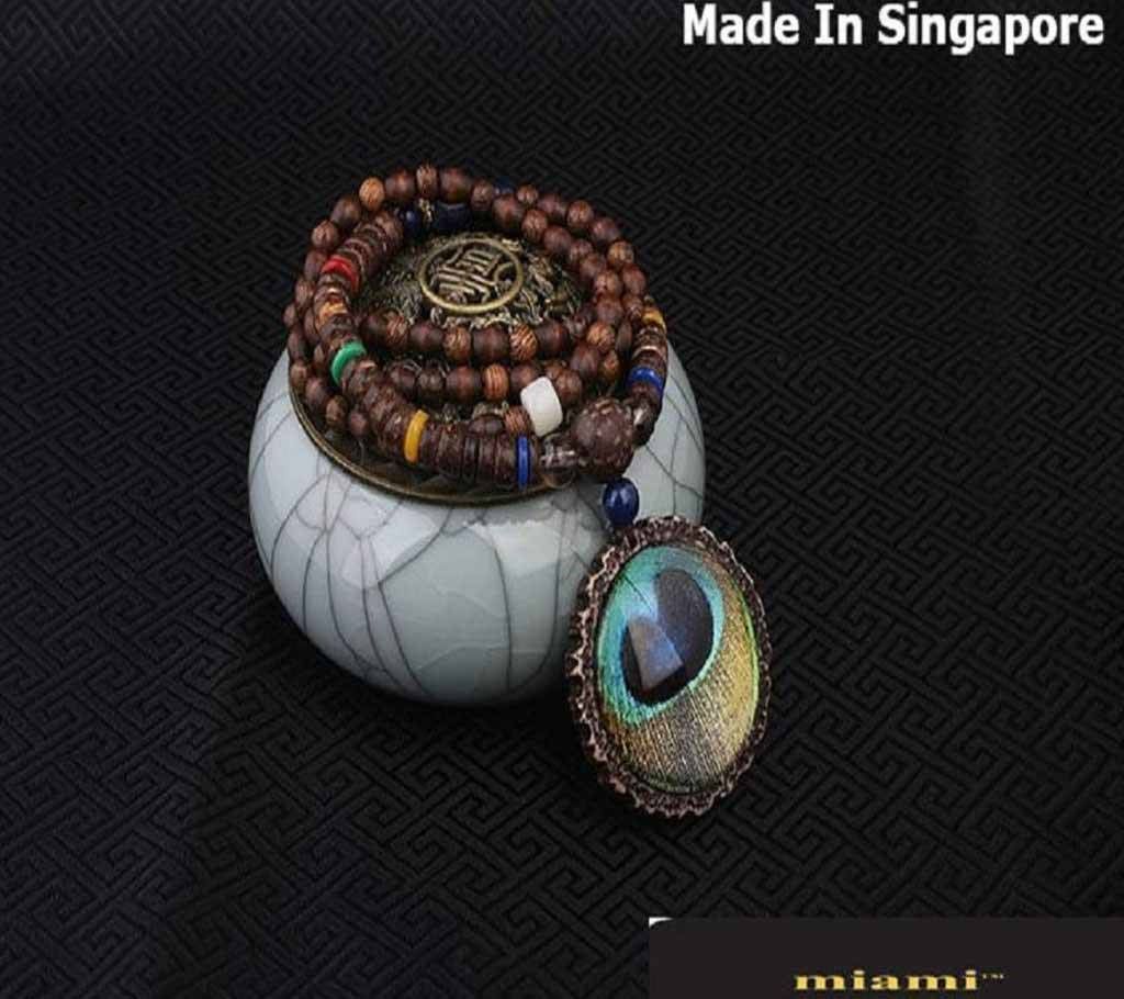 Handmade Sandalwoods peacock feather Pendant