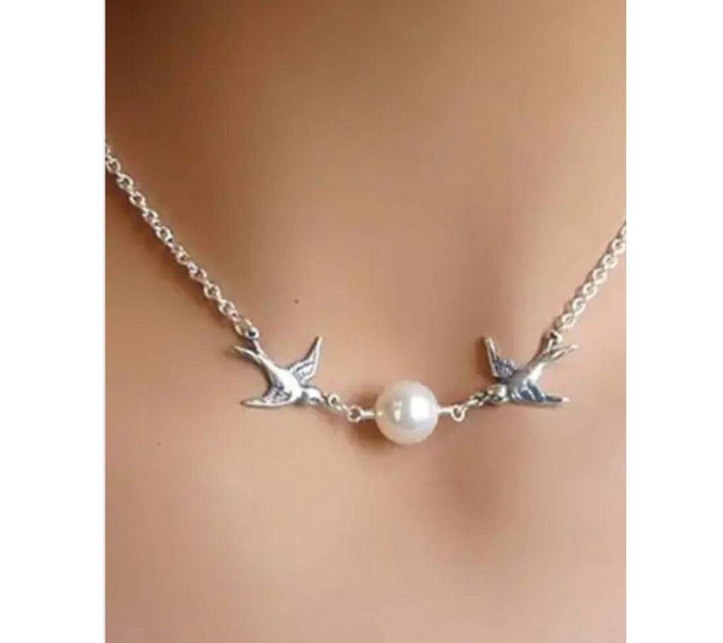 Chia Fashion Silver Plated Love Couple Birds Necklace (by Pink Point - CHIA82)
