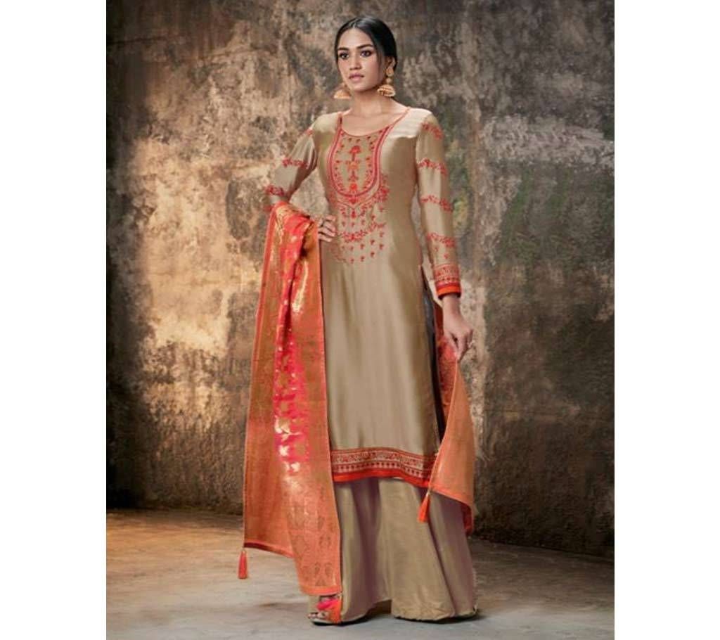 Unstitched Indian Georgette Satin Banarasi Salwar Kameez