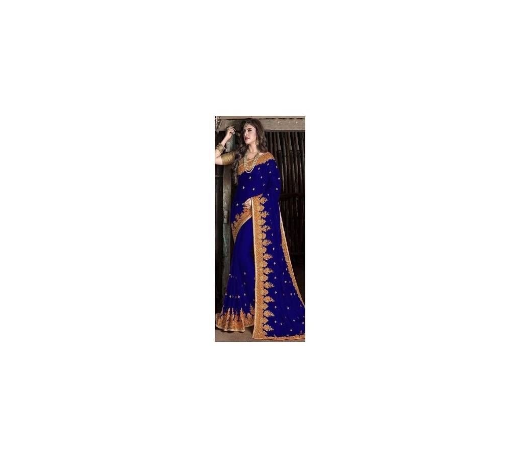 Blue and Golden Georgette Saree for Women