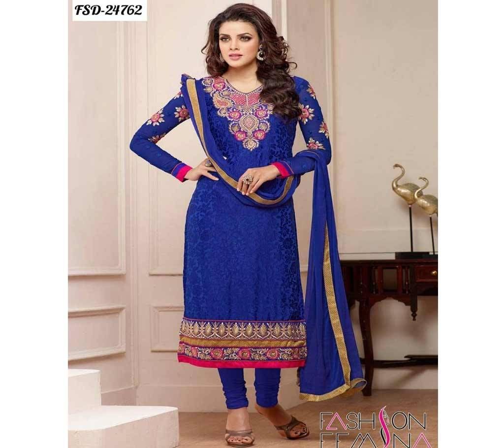 Unstitched block printed Rajdhani voyel cotton Salwar Kameez St block-409