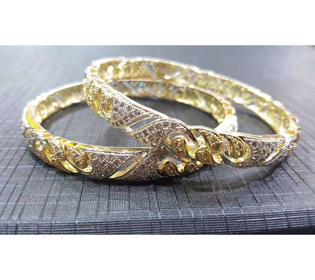 Gold-Plated Diamond Cut Bangles Set - 2 pieces