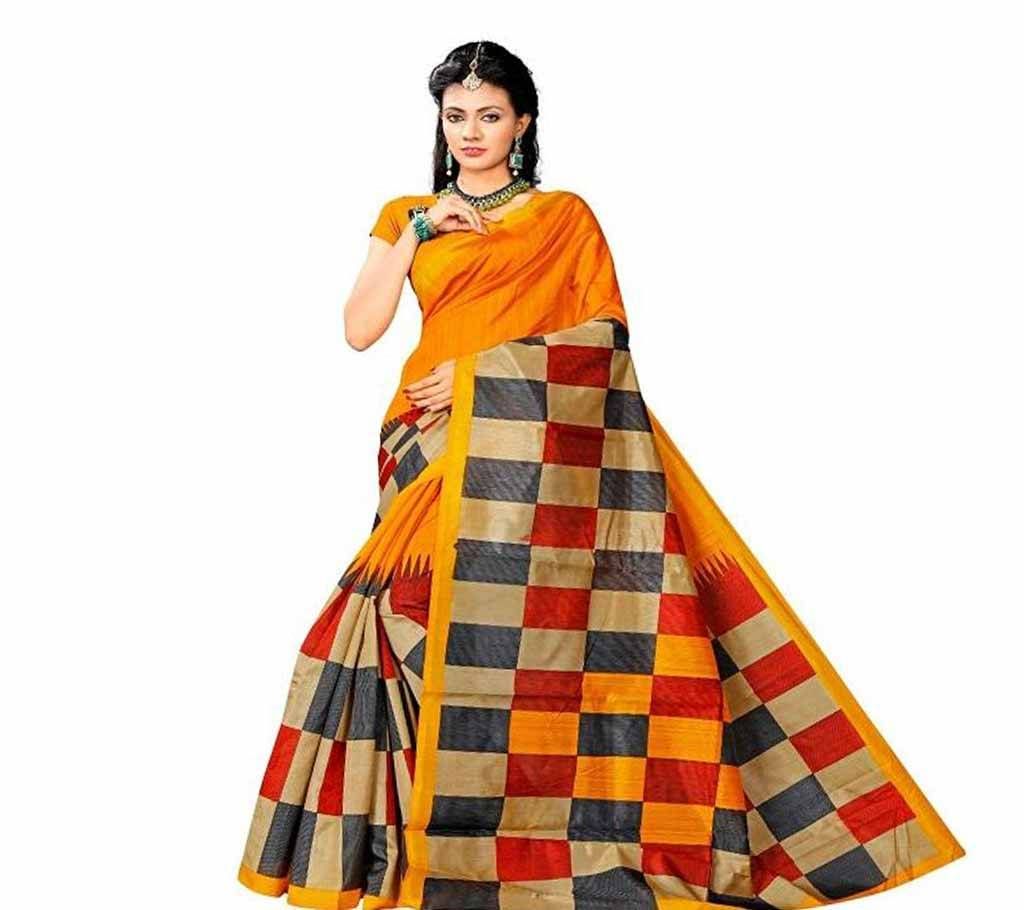 Mayshury Silk Sharee 46 Orange with Mix Color 