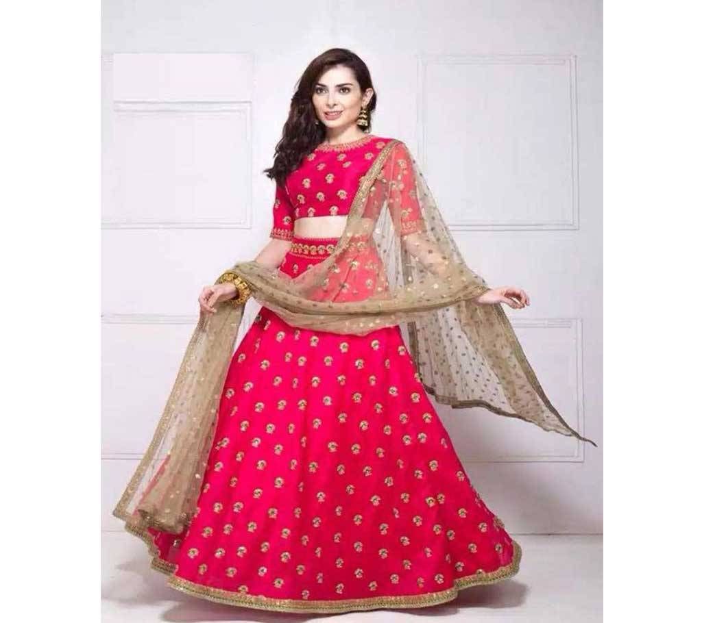 Unsitched Georgette Embroidery Party Lehenga - Copy