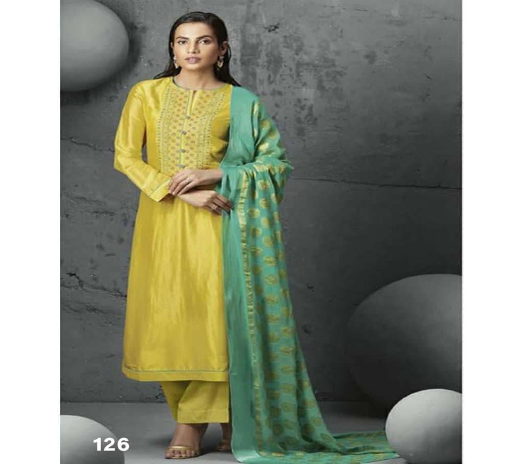 Unstitched Silk Salwar Suit - 126