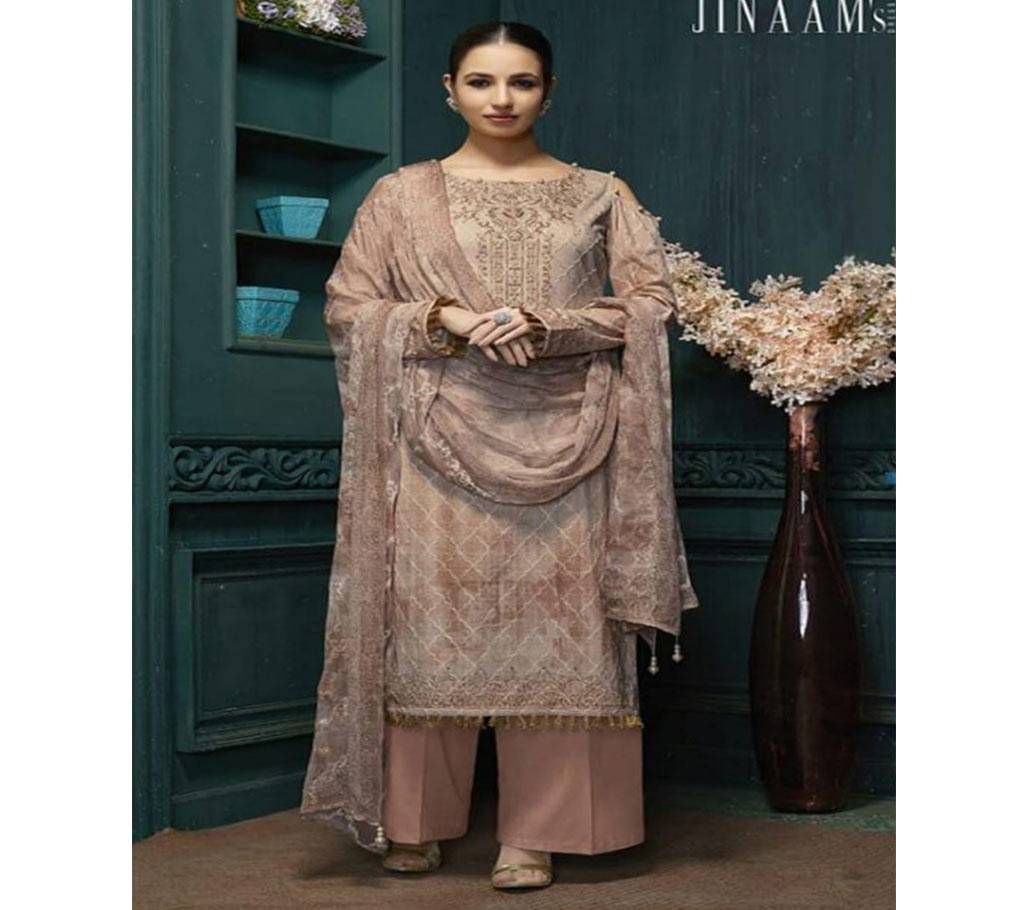 Jinaam Allure Unstitched Embroidery Three Piece