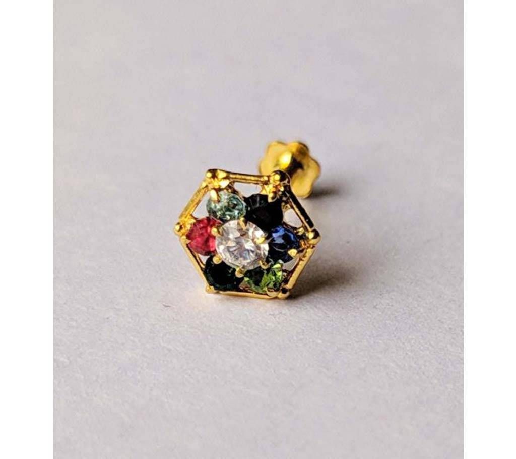 18K Multi Color Nose Pin