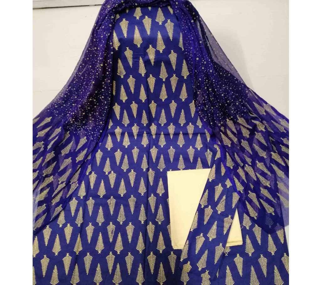Unstitched cotton block three-piece Copy