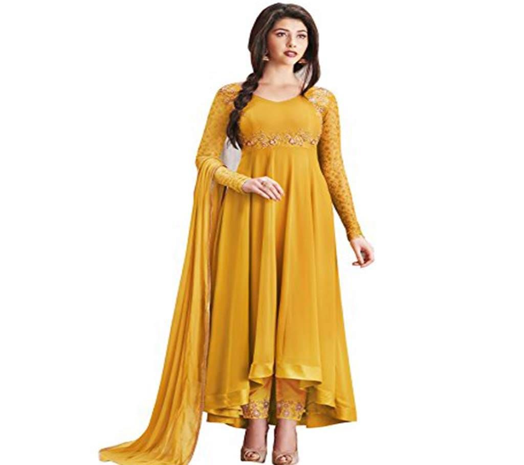 Unstiched Goldenrod Georgette Salwar Kameez For Women