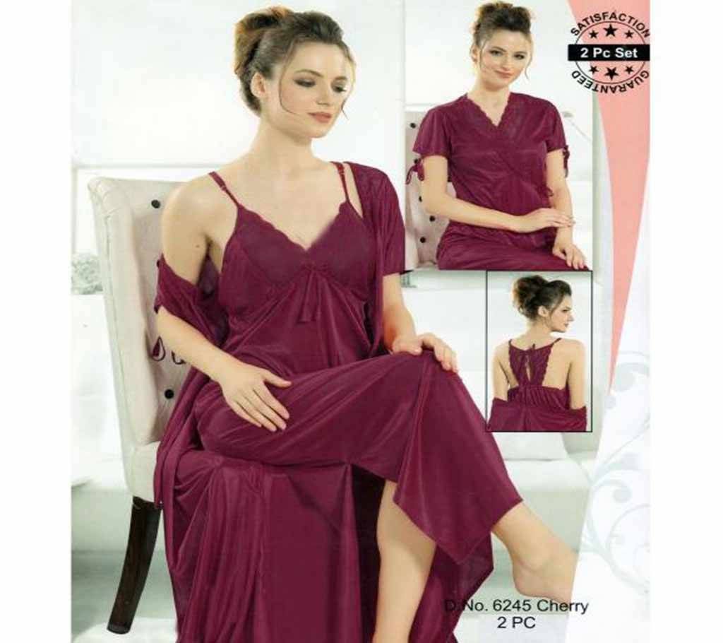Fashionable Two Part Nighty-6245 Cherry